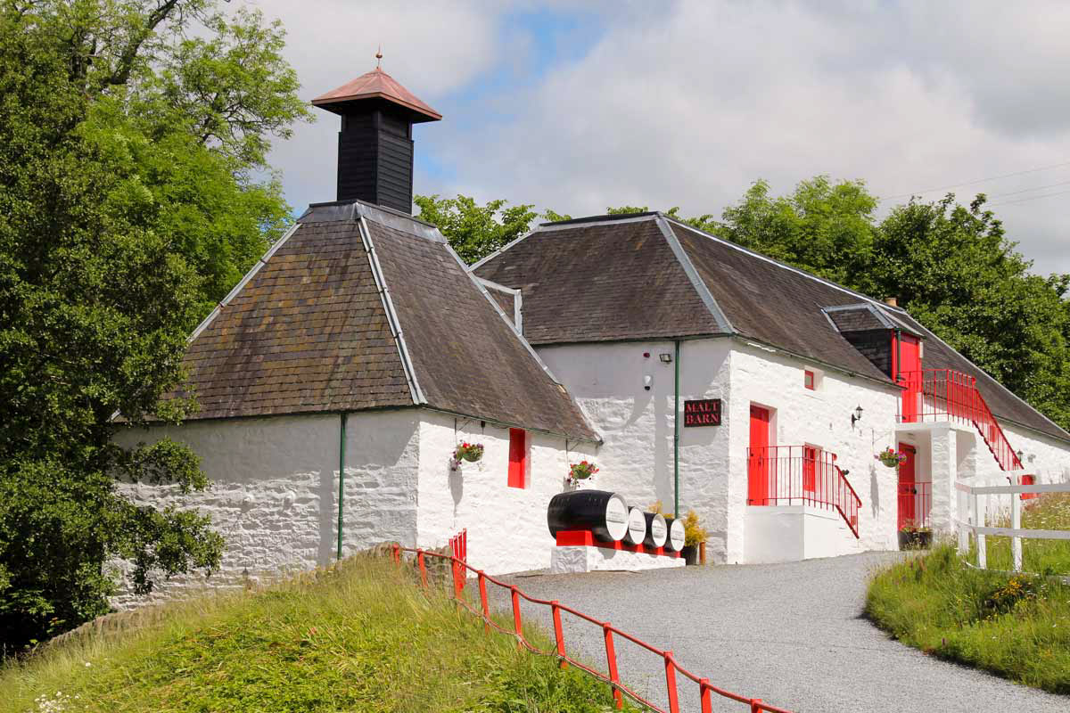 A photo of a malt barn that you'll visit on your whiskey tasking experiences in Highland Perthshire